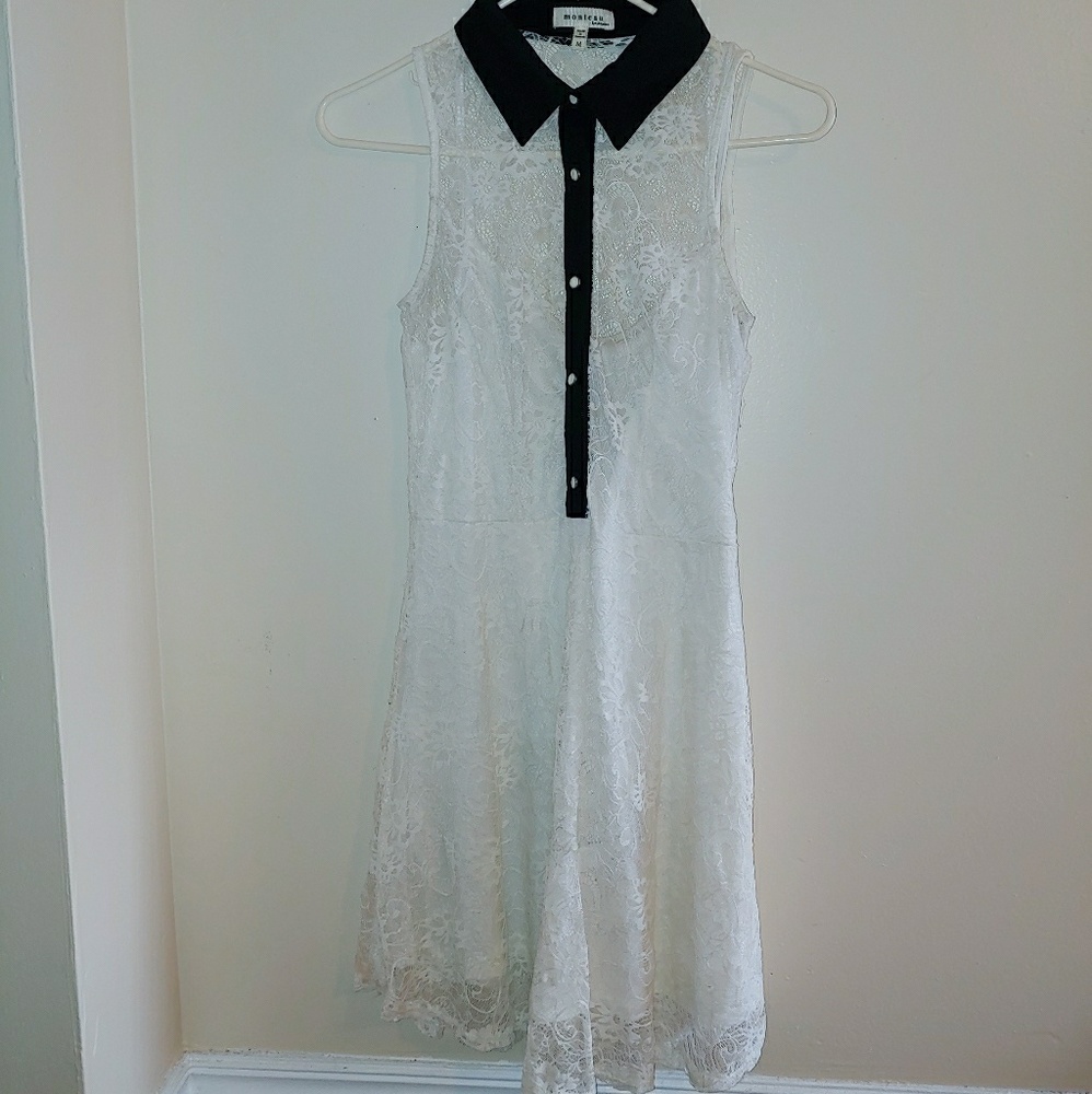 Women's Medium Sleeveless White Lace Dress